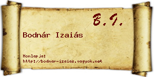 Bodnár Izaiás névjegykártya